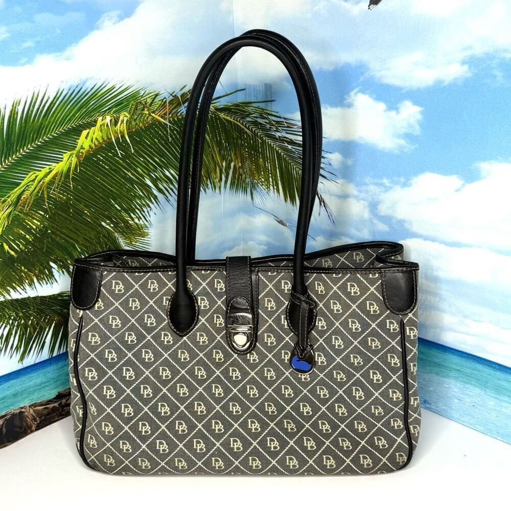Dooney & Bourke Signature DB Canvas Satchel Tote Monogram Large Tote